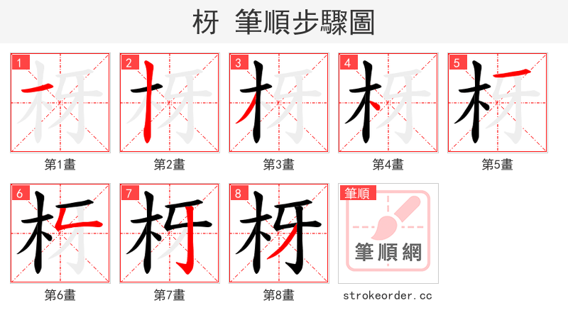 枒 的笔顺分步演示