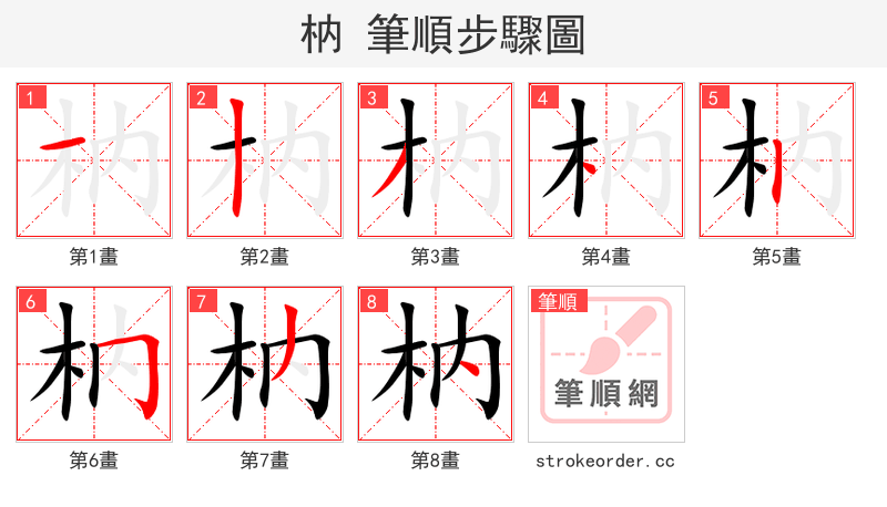 枘 的笔顺分步演示