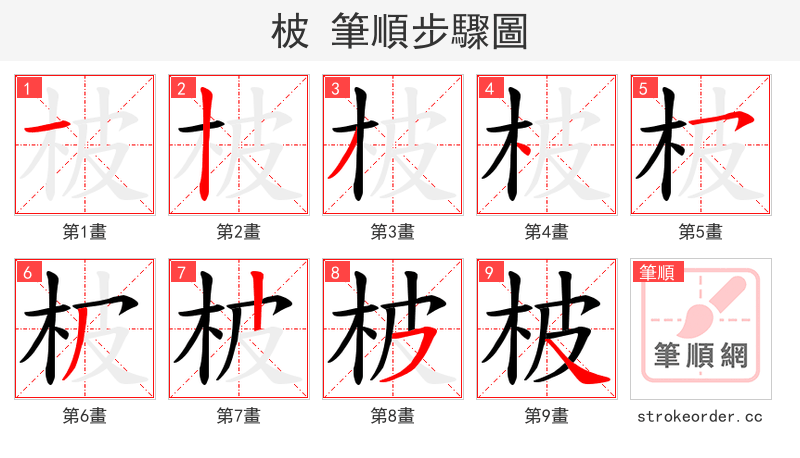 柀 的笔顺分步演示