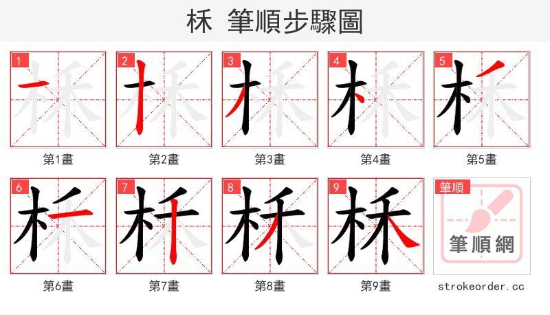 柇 的笔顺分步演示
