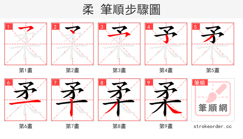 柔 的笔顺分步演示