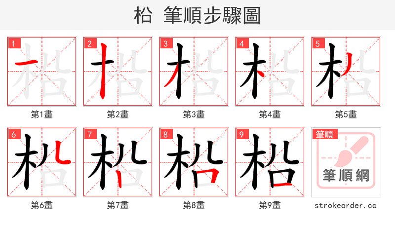 柗 的笔顺分步演示