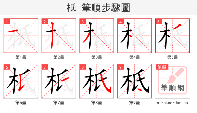 柢 的笔顺分步演示