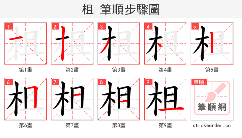 柤 的笔顺分步演示