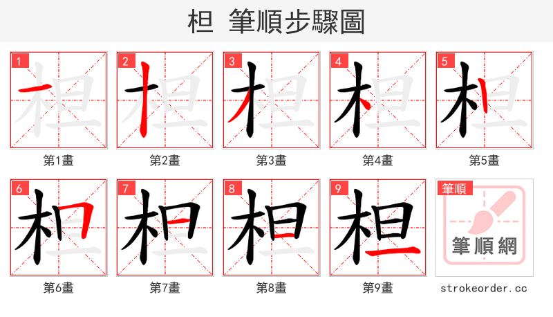 柦 的笔顺分步演示