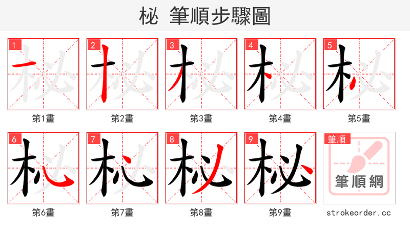 柲 的笔顺分步演示