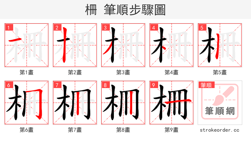 柵 的笔顺分步演示