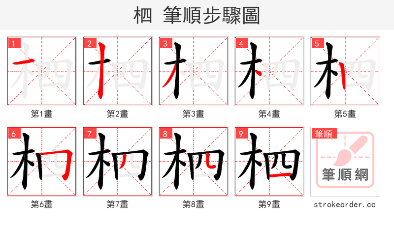 柶 的笔顺分步演示