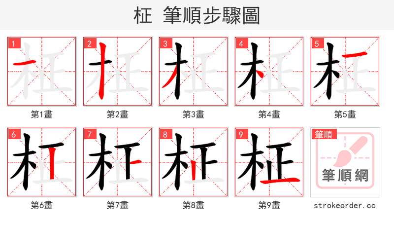 柾 的笔顺分步演示