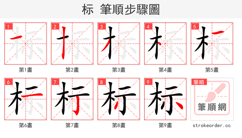 标 的笔顺分步演示