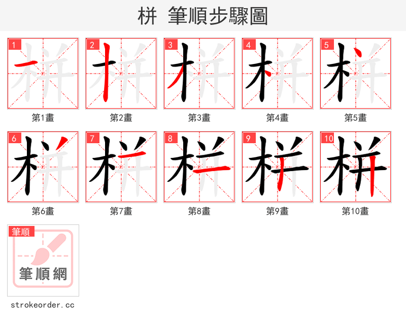 栟 的笔顺分步演示