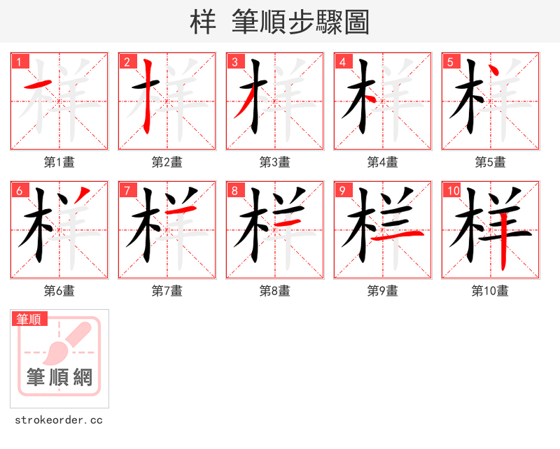 样 的笔顺分步演示