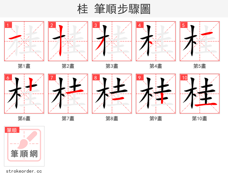 桂 的笔顺分步演示