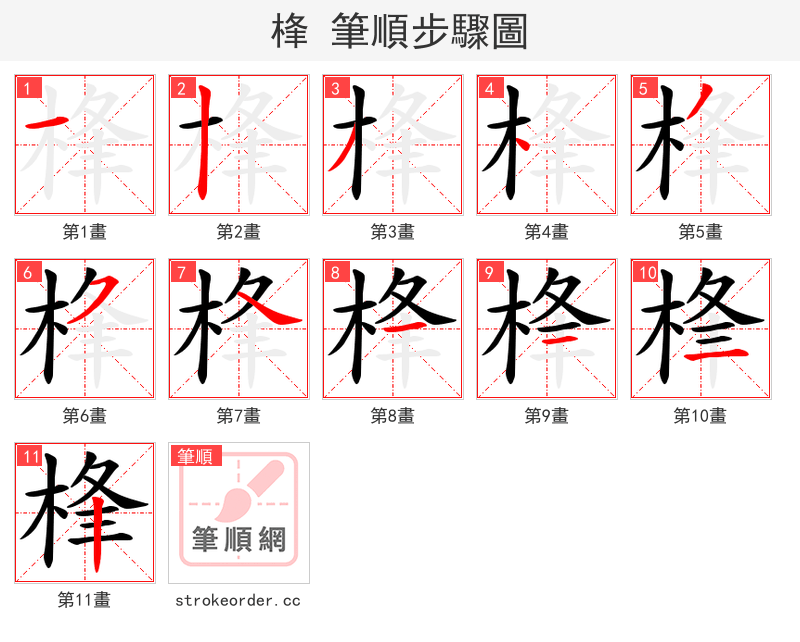 桻 的笔顺分步演示