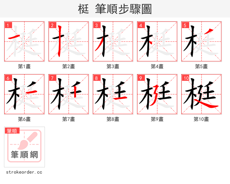 梃 的笔顺分步演示