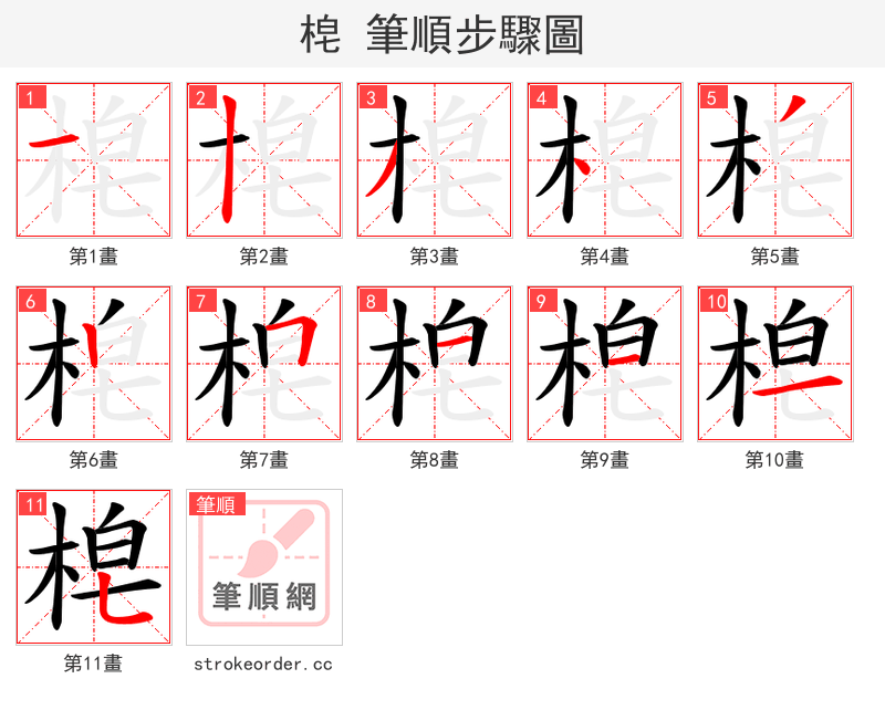 梍 的笔顺分步演示