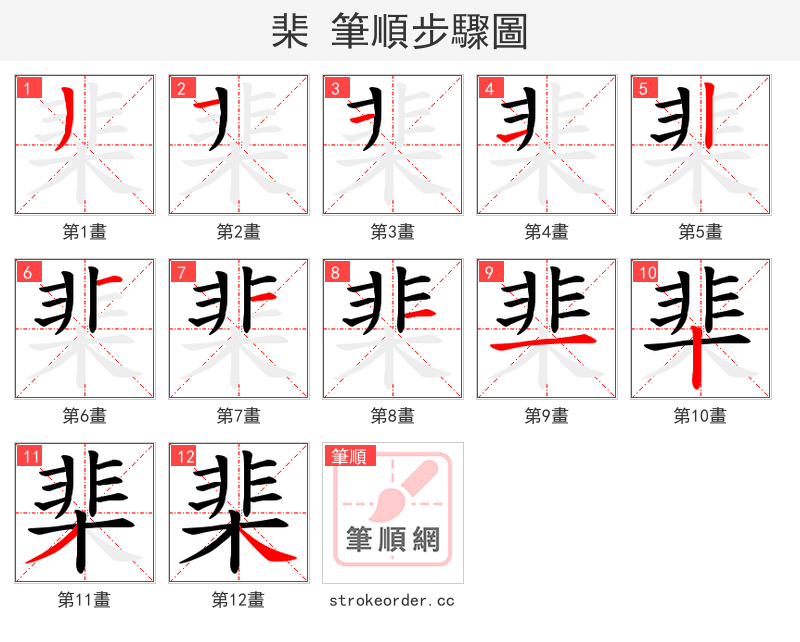 棐 的笔顺分步演示