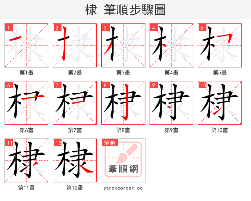 棣 的笔顺分步演示