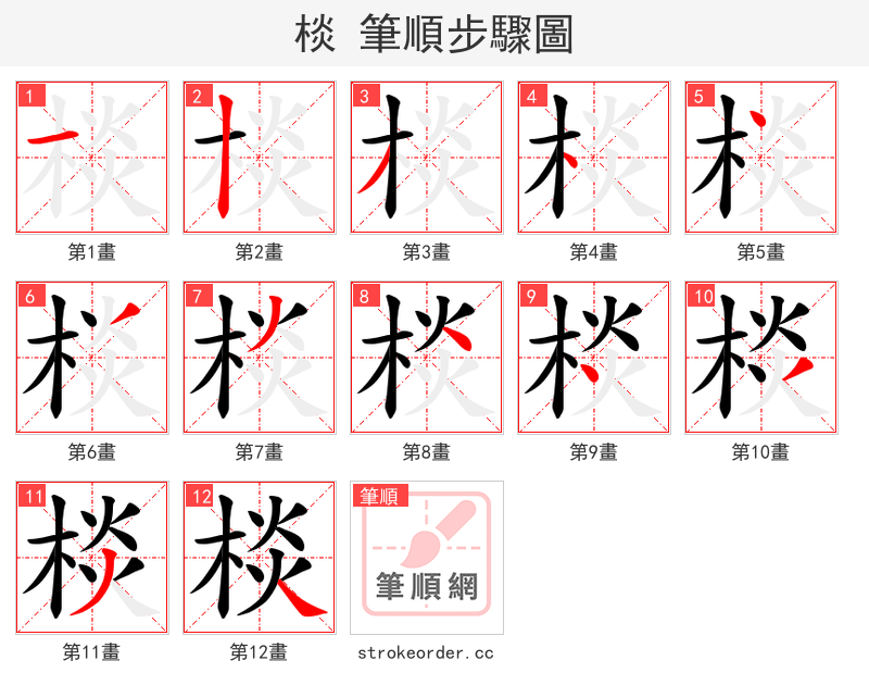 棪 的笔顺分步演示