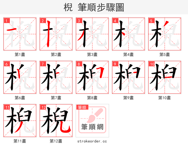 棿 的笔顺分步演示