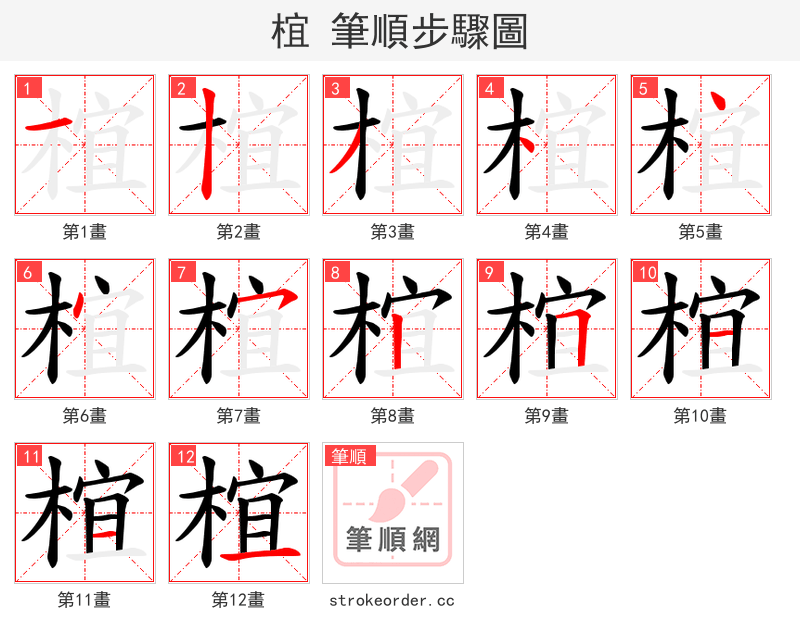 椬 的笔顺分步演示