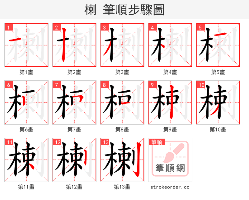 楋 的笔顺分步演示