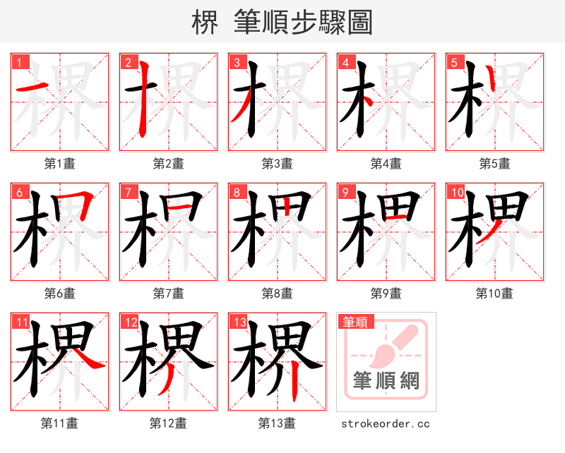 楐 的笔顺分步演示