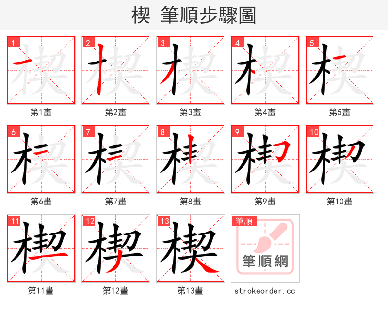 楔 的笔顺分步演示