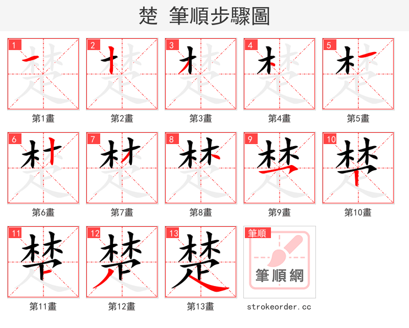 楚 的笔顺分步演示