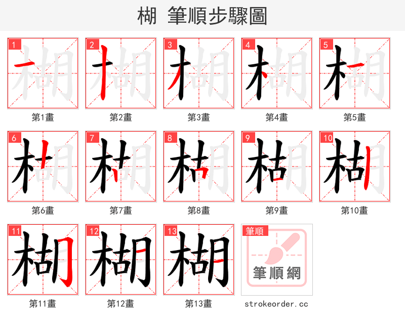 楜 的笔顺分步演示