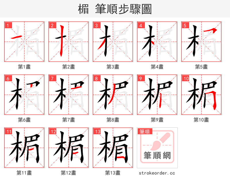 楣 的笔顺分步演示