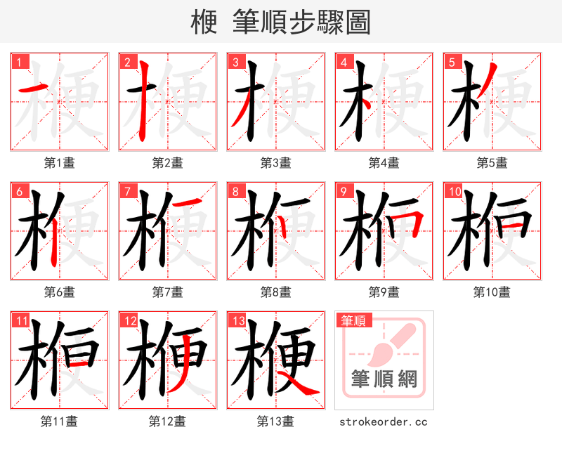 楩 的笔顺分步演示