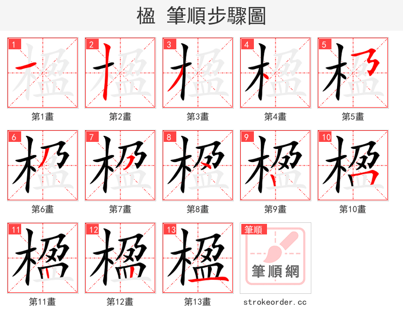 楹 的笔顺分步演示