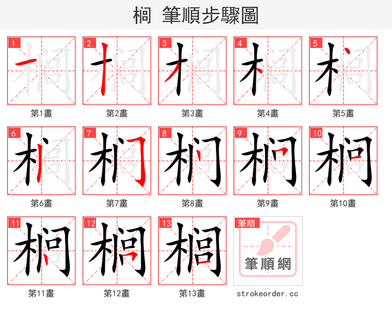 榈 的笔顺分步演示
