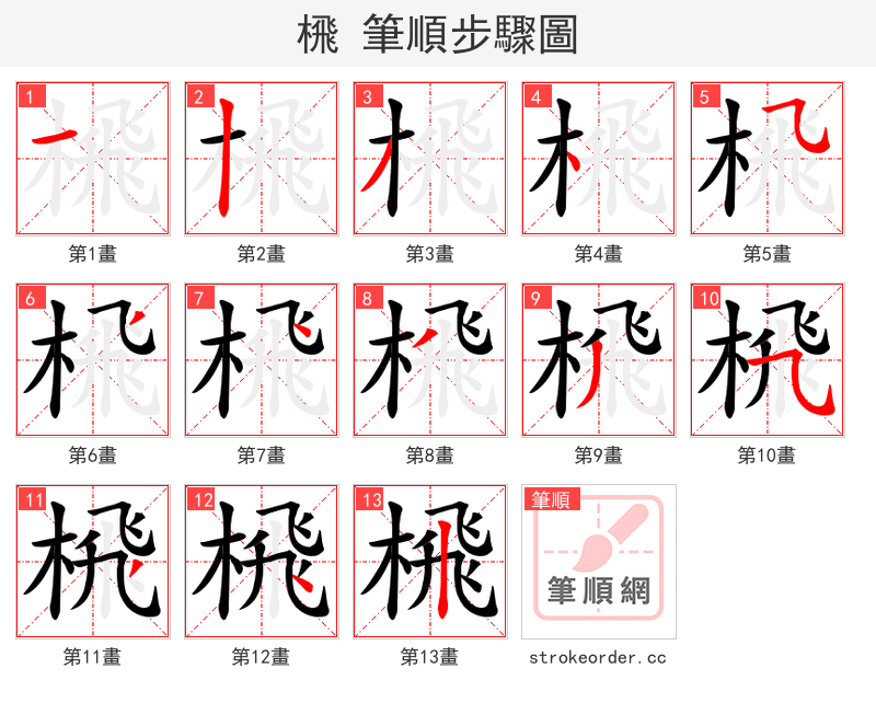 榌 的笔顺分步演示