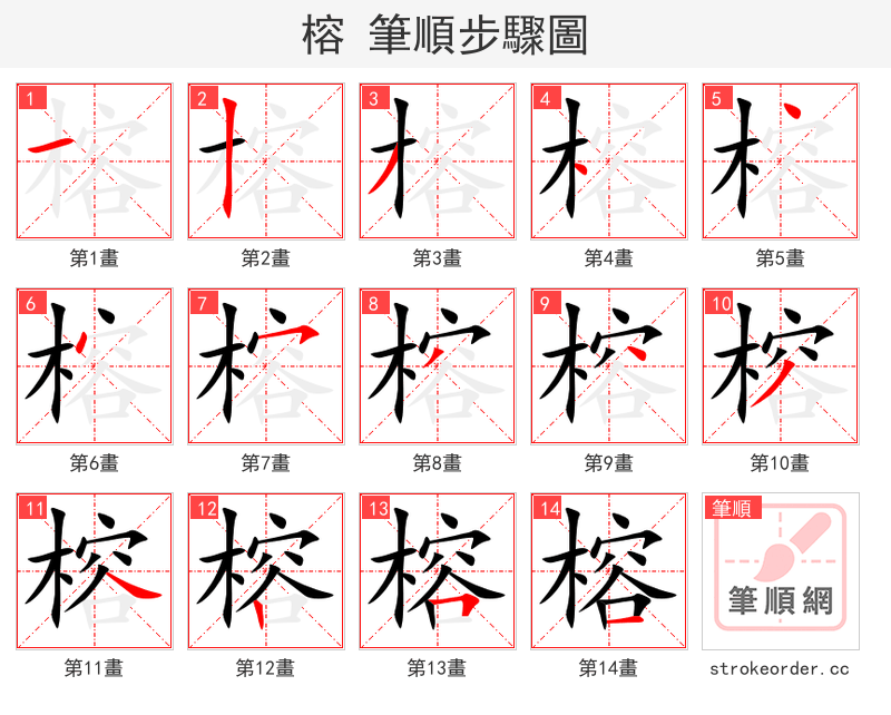 榕 的笔顺分步演示