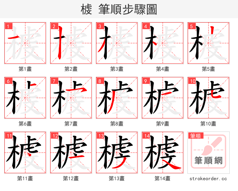 榩 的笔顺分步演示