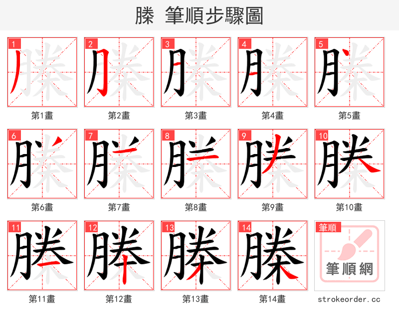 榺 的笔顺分步演示