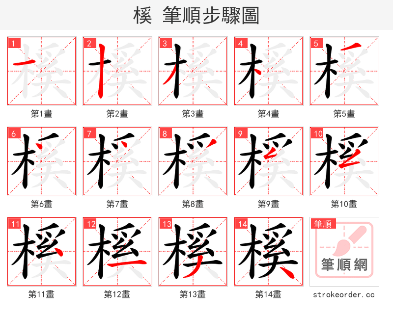 榽 的笔顺分步演示
