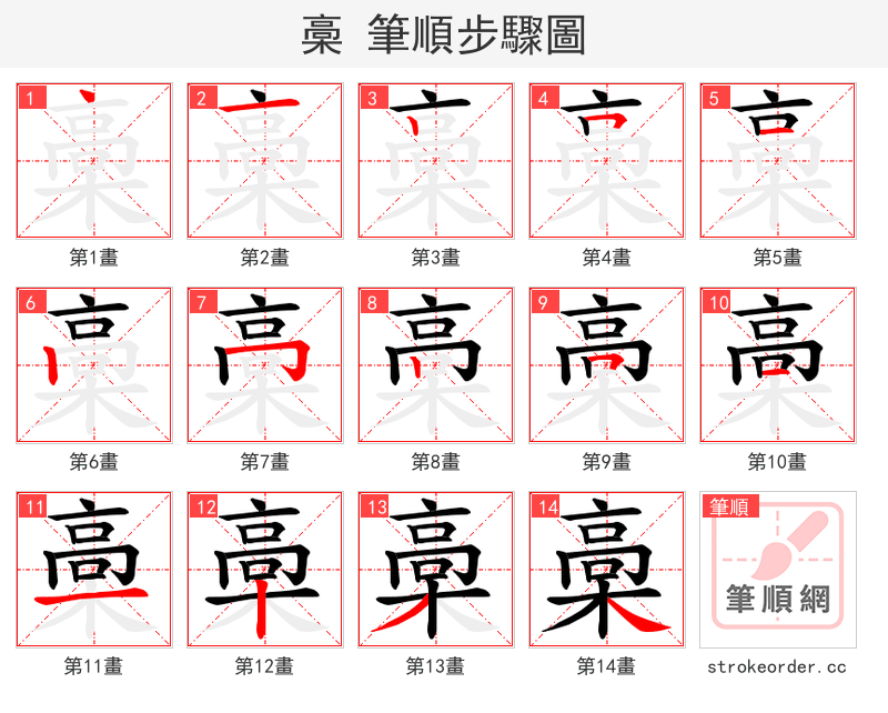 槀 的笔顺分步演示