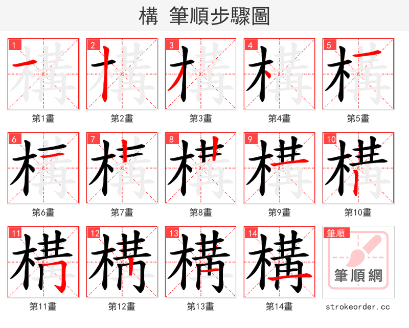 構 的笔顺分步演示