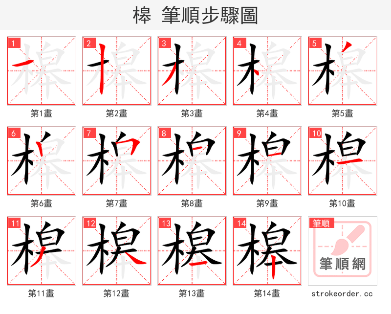槔 的笔顺分步演示