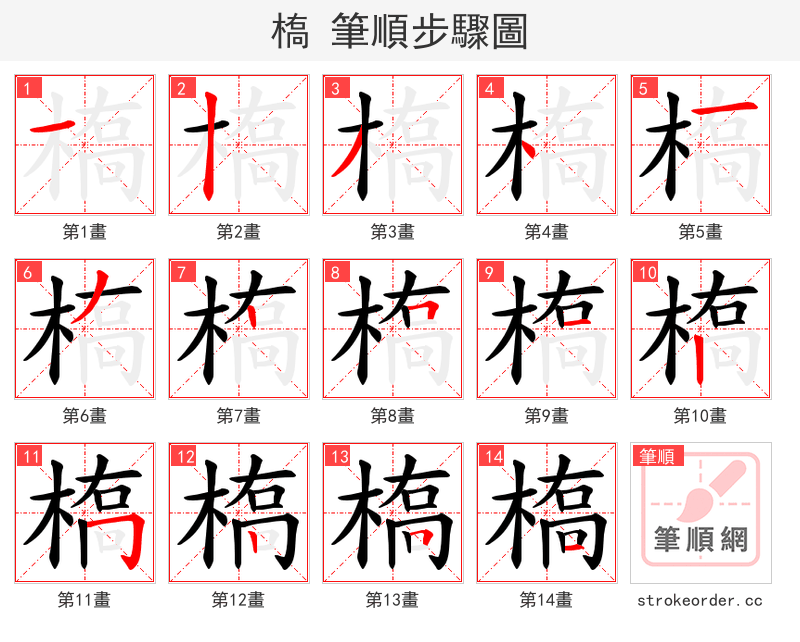 槗 的笔顺分步演示