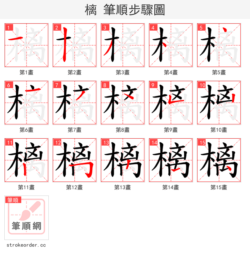 樆 的笔顺分步演示