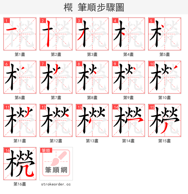 橩 的笔顺分步演示
