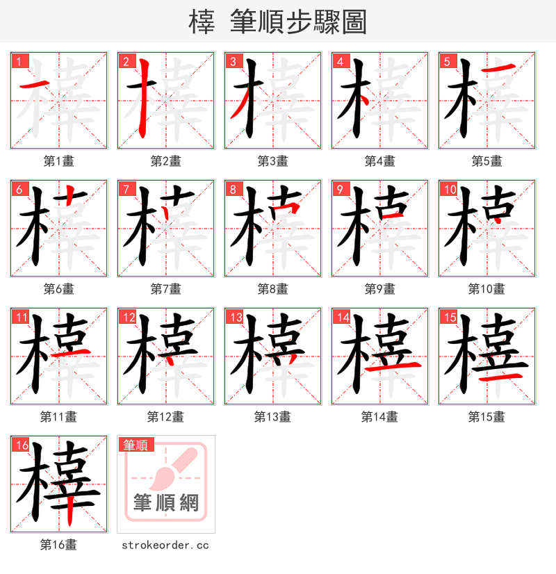 橭 的笔顺分步演示
