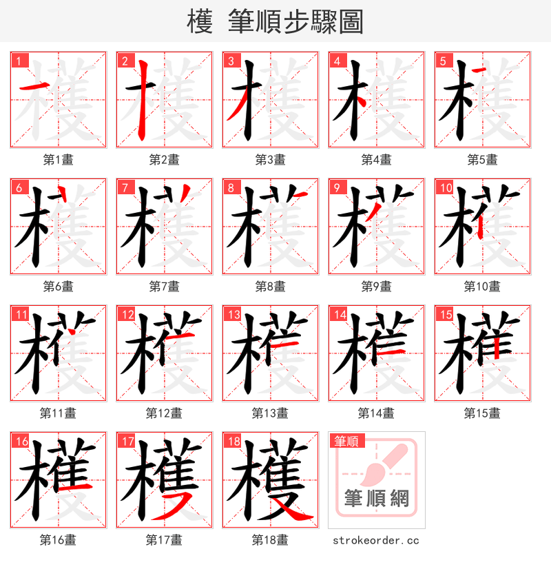 檴 的笔顺分步演示