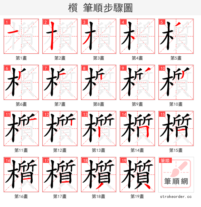 櫍 的笔顺分步演示
