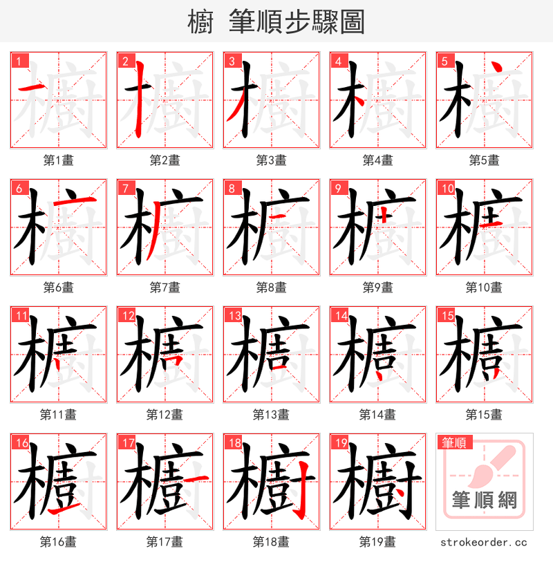 櫥 的笔顺分步演示