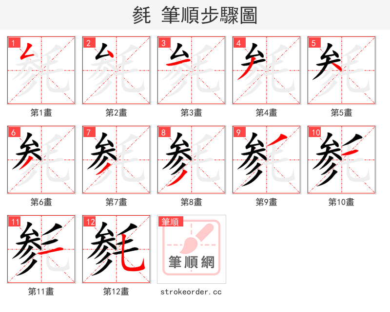 毵 的笔顺分步演示